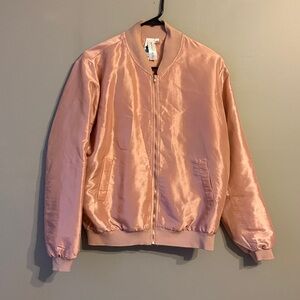 Society Girl Satin lightweight bomber jacket. Dusty Pink   Size Large.